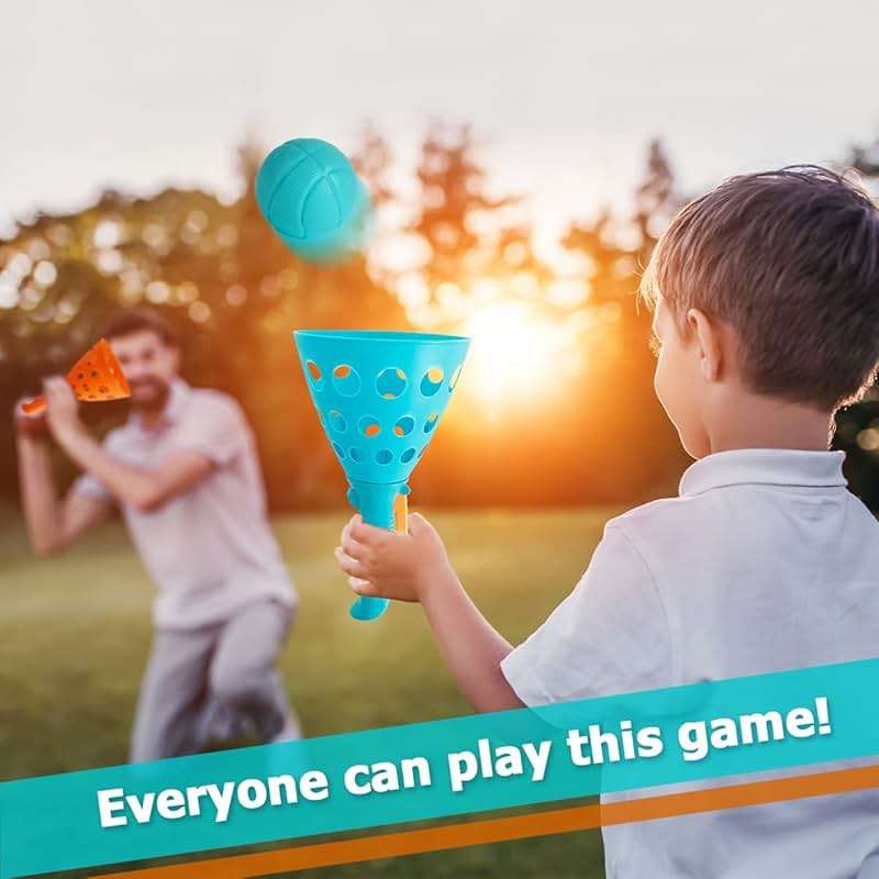 punkdog Pop and Catch Ball Game with 24 Balls and 4 Catch Launcher Baskets - Outdoor Indoor Game Activities, Christmas Easter Gift Beach Sport Summer Beach Toys for Kids Ages 4 5 6 7 8 10 12+ - Image 5