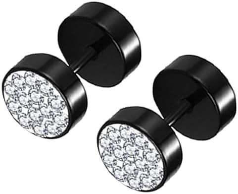 12 Pairs Earrings for Men Punk Mens Earrings Stainless Steel Black Silver Earrings Cool Flatback Screw Skull Stud Earrings for Eboys… - Image 6