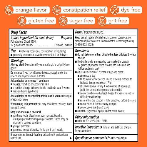 GoodSense Polyethylene Glycol 3350 Powder for Solution, Orange Flavor, Osmotic Laxative, Softens Stool, Relieves Occasional Constipation, 17.9 Ounce - Image 3