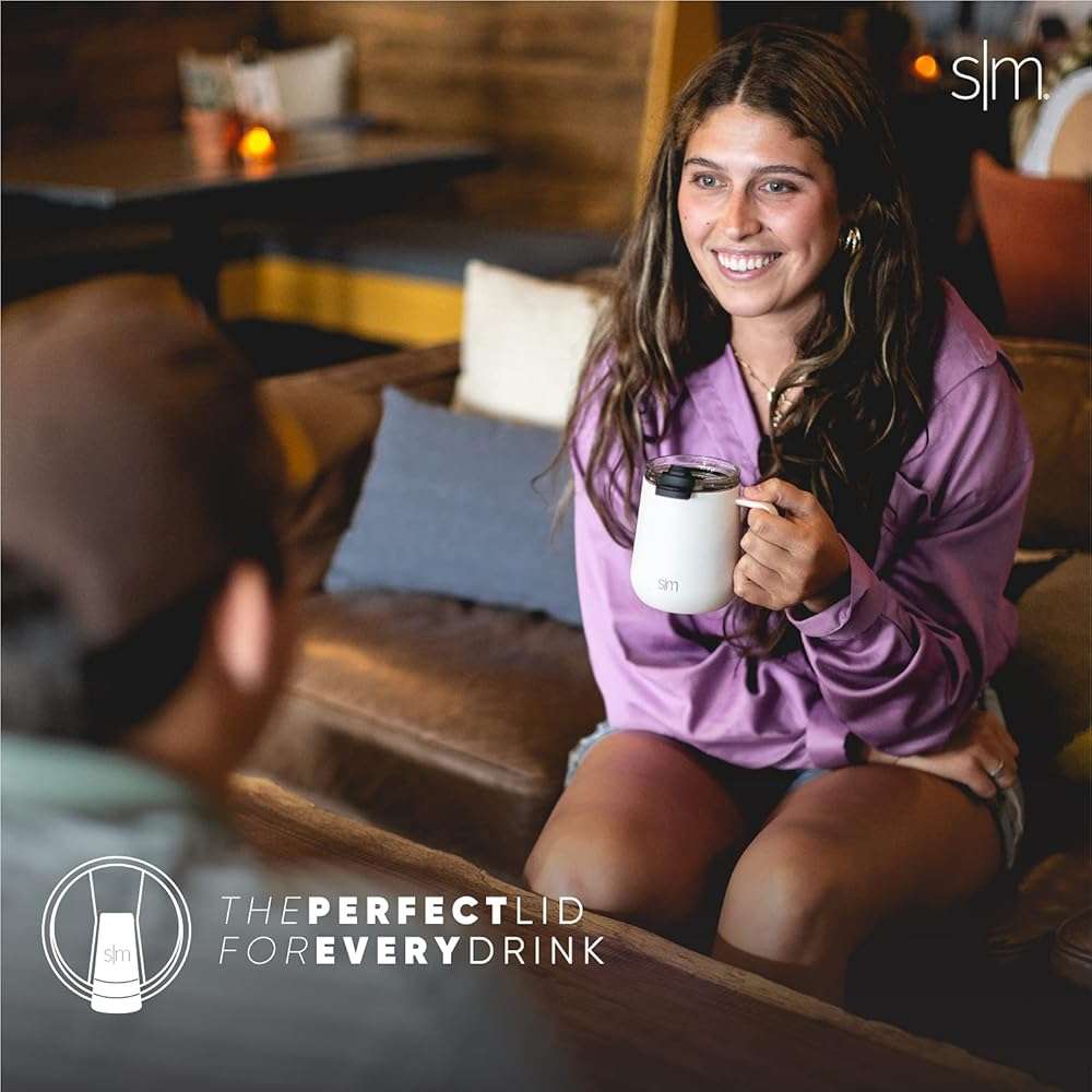 Simple Modern Voyager Signature Mug | Travel Coffee Tumbler with 360° Lid and Handle | Ceramic-Lined Insulated Stainless Steel Iced Cold Brew Cup | 12oz, Sea Glass Sage - Image 2