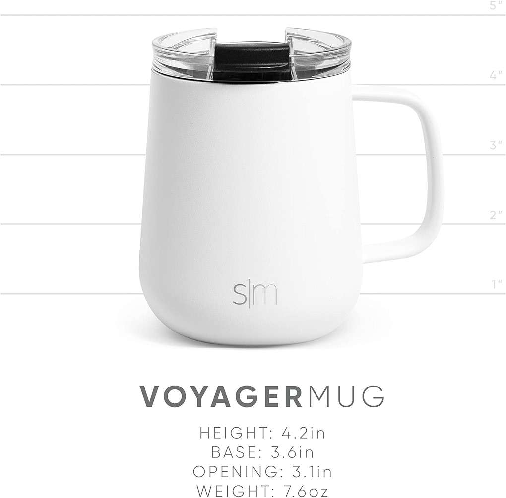 Simple Modern Voyager Signature Mug | Travel Coffee Tumbler with 360° Lid and Handle | Ceramic-Lined Insulated Stainless Steel Iced Cold Brew Cup | 12oz, Sea Glass Sage - Image 5