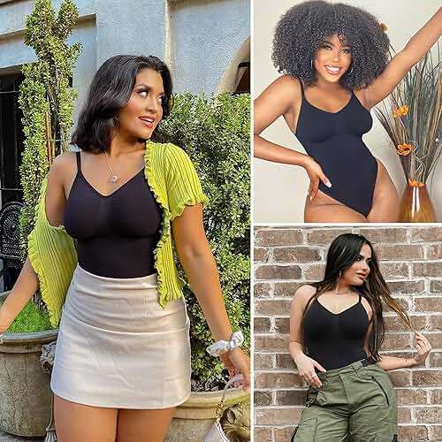 SHAPERX Women's Tummy Control Shapewear Thong Bodysuit Seamless Waist Snatching Body Shaper - Image 3