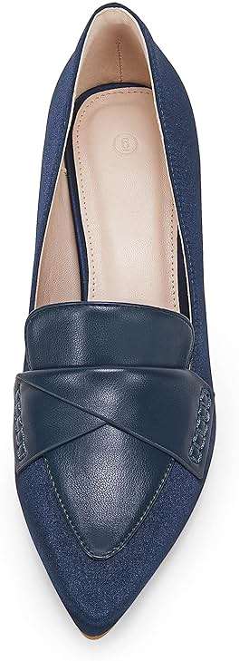 Women's Chunky Block Low Heels Pumps Stitching Retro Work Office Dress Shoes - Image 4