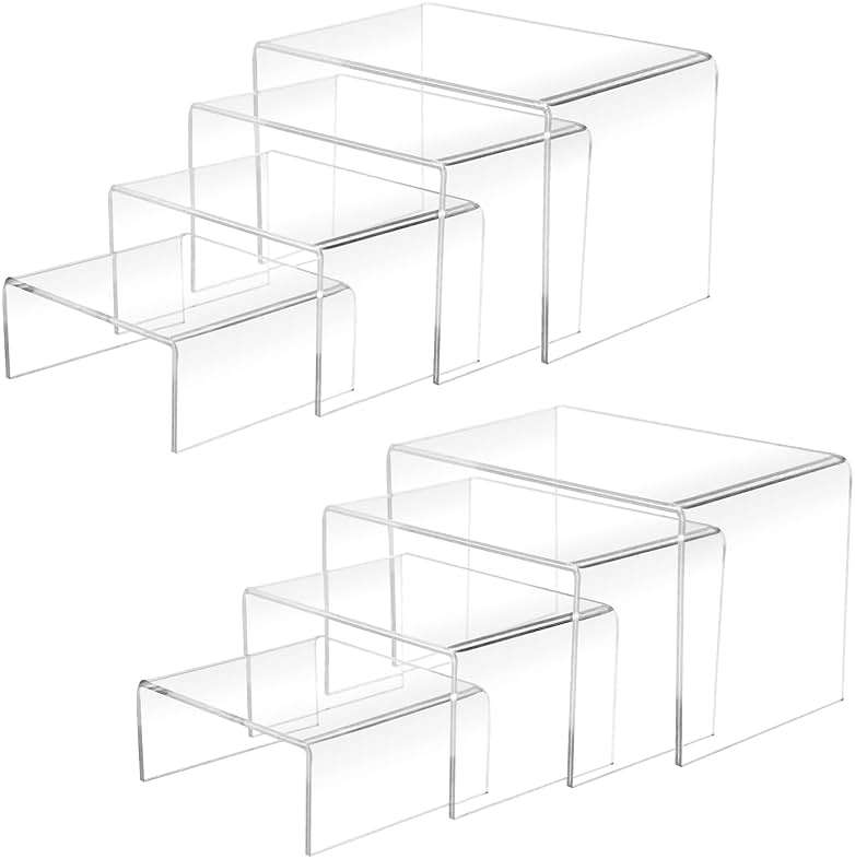 Cerpourt 8Pcs Acrylic Display Risers(6",5",4" 3") Clear Product Stand,Cupcakes Holder Dessert Display Transparent Showcase Stands, Candy Bar Risers, Acrylic Lifts Display for Figures - Image 1