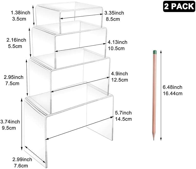 Cerpourt 8Pcs Acrylic Display Risers(6",5",4" 3") Clear Product Stand,Cupcakes Holder Dessert Display Transparent Showcase Stands, Candy Bar Risers, Acrylic Lifts Display for Figures - Image 2