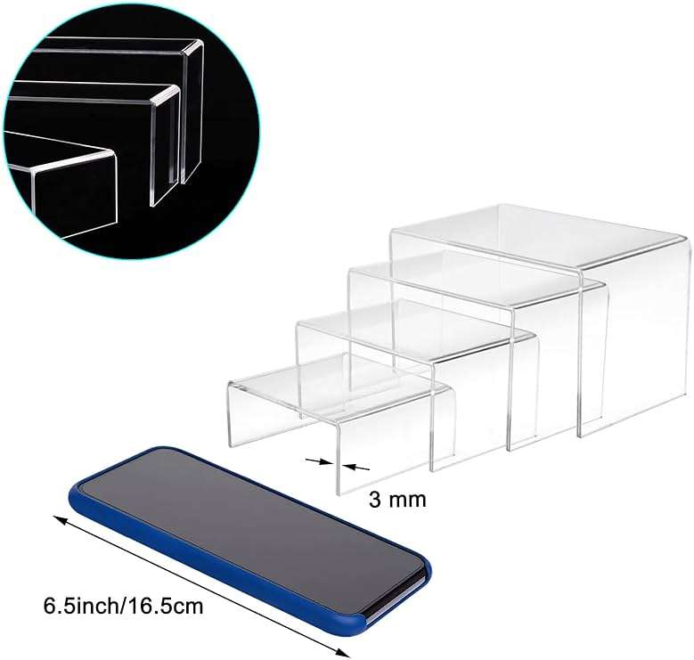 Cerpourt 8Pcs Acrylic Display Risers(6",5",4" 3") Clear Product Stand,Cupcakes Holder Dessert Display Transparent Showcase Stands, Candy Bar Risers, Acrylic Lifts Display for Figures - Image 3