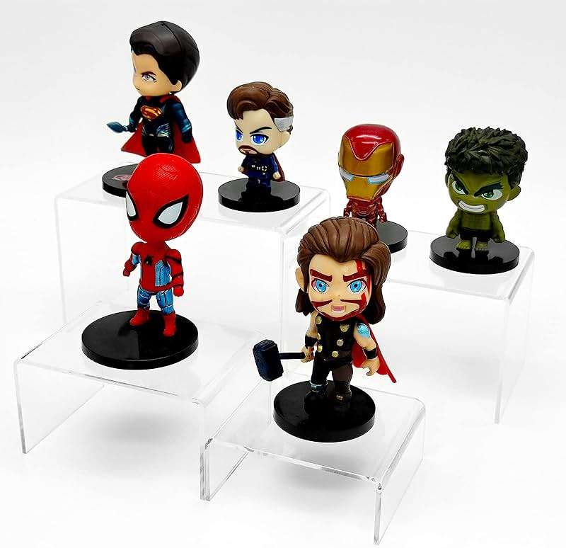 Cerpourt 8Pcs Acrylic Display Risers(6",5",4" 3") Clear Product Stand,Cupcakes Holder Dessert Display Transparent Showcase Stands, Candy Bar Risers, Acrylic Lifts Display for Figures - Image 6