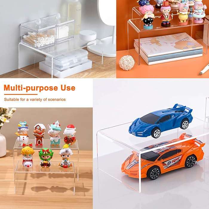 Cerpourt 8Pcs Acrylic Display Risers(6",5",4" 3") Clear Product Stand,Cupcakes Holder Dessert Display Transparent Showcase Stands, Candy Bar Risers, Acrylic Lifts Display for Figures - Image 8
