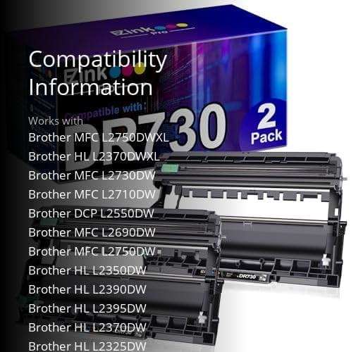 E-Z Ink Pro Comaptible DR730 Drum Unit Replacement for Brother DR 730 (Not Toner) to Use with HL-L2350DW HL-L2370DW HL-L2395DW HL-L2390DW MFC-L2750DW MFC-L2710DW DCP-L2550DW (Black, 2 Pack) - Image 3