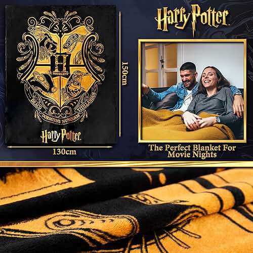 Harry Potter Fleece Throw Blanket Soft Cozy Bed Blanket Hogwarts Bedroom Decor Plush Comforter 59" x 51" for Bedroom Travel Gifts for Kids - Image 3
