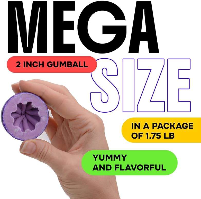 Chewing Gum for Kids - 2 Inch Jumbo Bubble Gum - 15 Pcs Mega Fruit Shaped Gumballs - Assorted Fruit Flavored Gums - 1.75 LB - Image 3