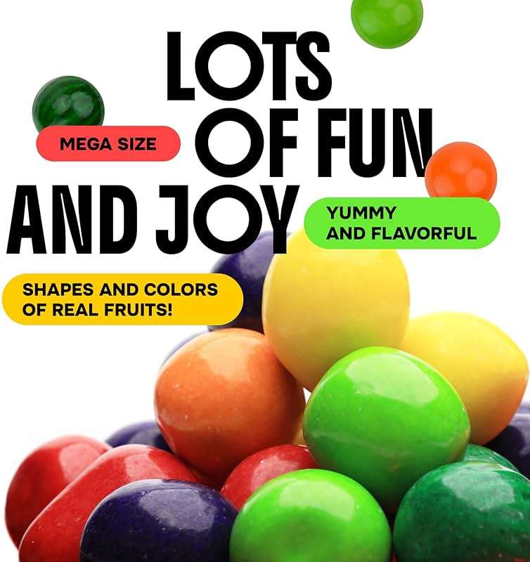 Chewing Gum for Kids - 2 Inch Jumbo Bubble Gum - 15 Pcs Mega Fruit Shaped Gumballs - Assorted Fruit Flavored Gums - 1.75 LB - Image 4