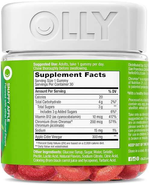 OLLY Metabolism Gummy Rings, Apple Cider Vinegar, Vitamin B12, Chromium, Energy and Digestive Health, Chewable Supplement, Apple Flavor - 30 Count - Image 8