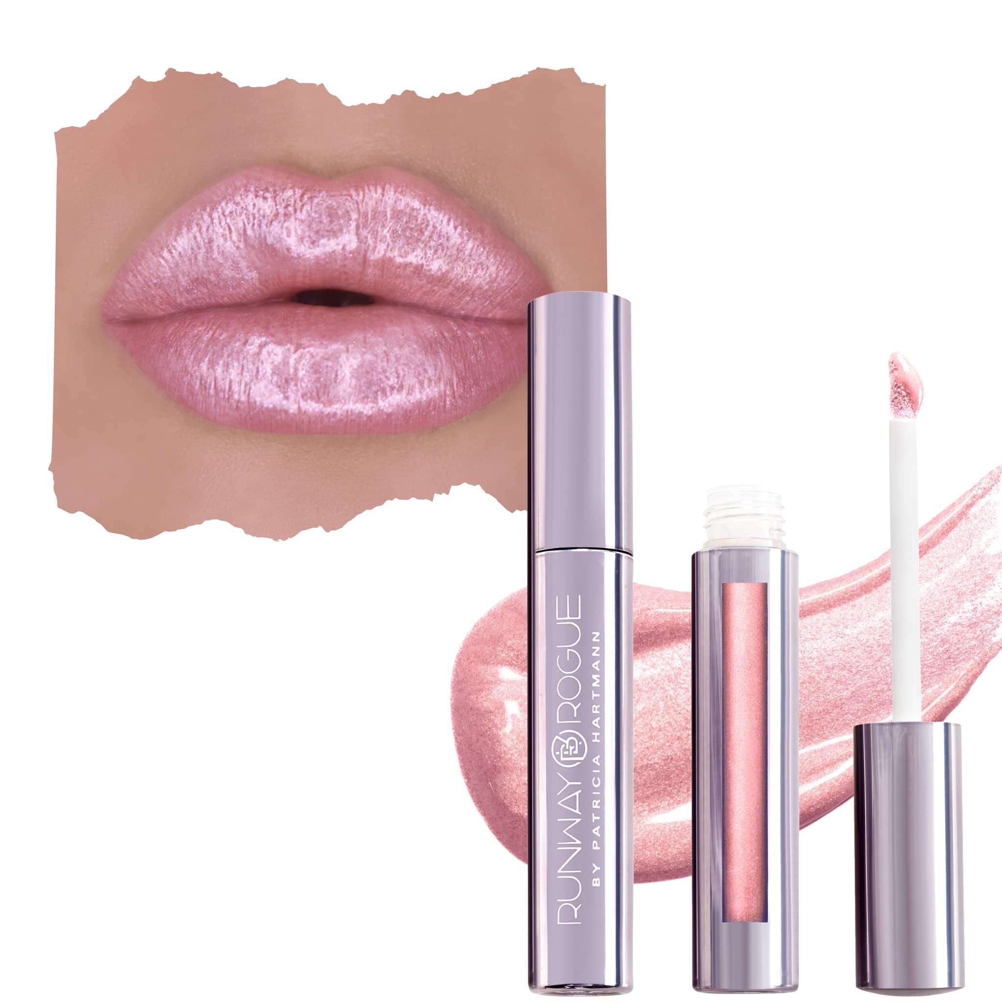 Runway Rogue LuxGloss Lip Gloss, High-Pigment Shimmery Soft Pastel-Pink Lip Gloss, ‘Catwalk’ - Image 1