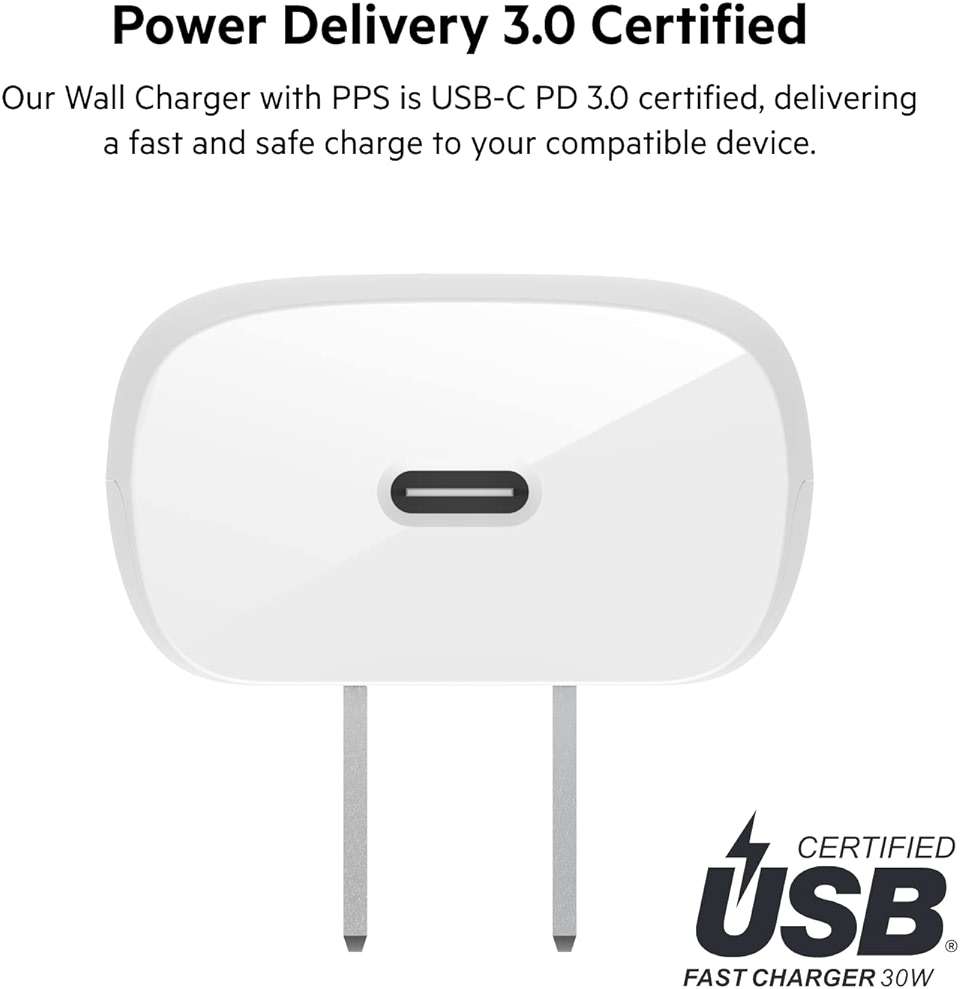 Belkin USB C Charger Block 30W, Fast Charging - iPhone 17, Air, Pro, Pro Max, Samsung Galaxy S25, iPad, AirPods, Apple Watch, Nintendo Switch 2 & More - White - Image 5