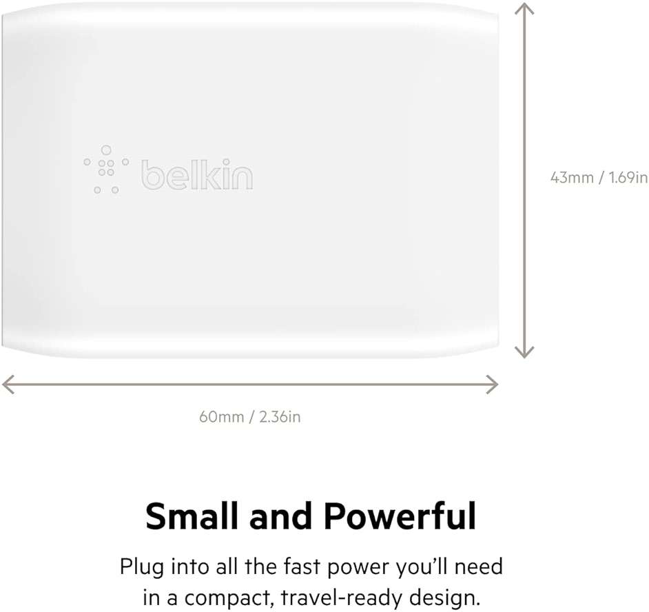 Belkin USB C Charger Block 30W, Fast Charging - iPhone 17, Air, Pro, Pro Max, Samsung Galaxy S25, iPad, AirPods, Apple Watch, Nintendo Switch 2 & More - White - Image 7
