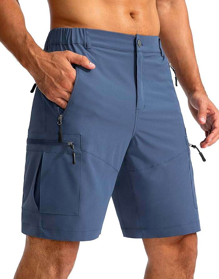 Pudolla Men's Hiking Cargo Shorts 9"/7"/11" Lightweight Outdoor Shorts for Men Trip Golf Camping Casual with 5 Zipper Pockets - Image 1