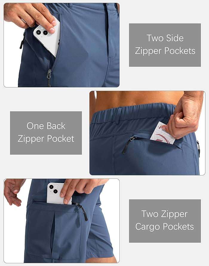 Pudolla Men's Hiking Cargo Shorts 9"/7"/11" Lightweight Outdoor Shorts for Men Trip Golf Camping Casual with 5 Zipper Pockets - Image 3