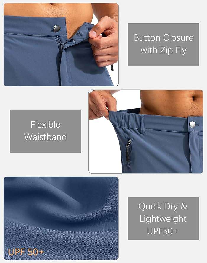 Pudolla Men's Hiking Cargo Shorts 9"/7"/11" Lightweight Outdoor Shorts for Men Trip Golf Camping Casual with 5 Zipper Pockets - Image 5