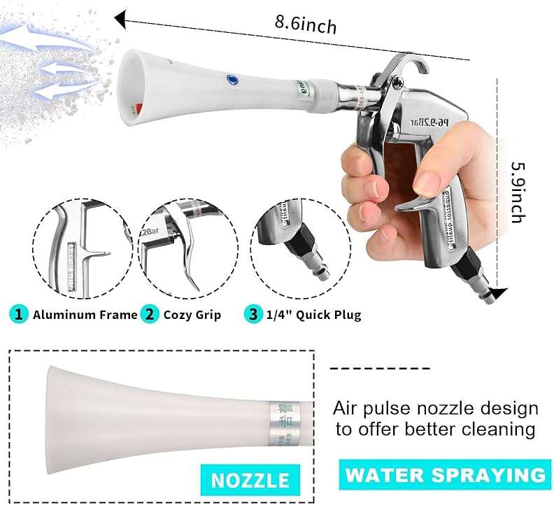 GOCCIDA Tornado Dry Cleaning Gun with Brass Adjustable Air Flow Nozzle,Air Blower Gun Quickly Blasts Dirt and Dust from Surface Works with Air Compressor - Image 3