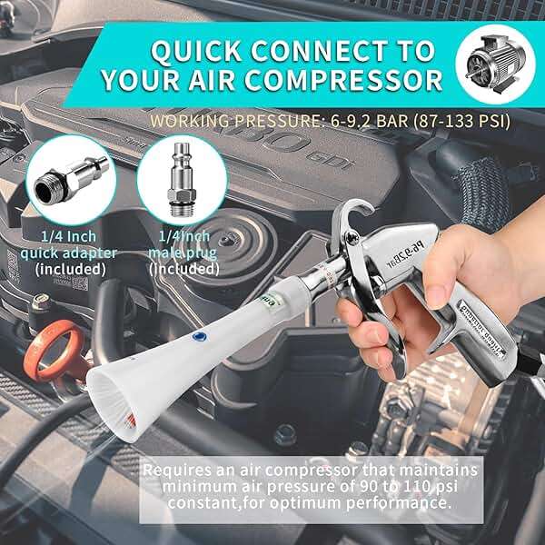 GOCCIDA Tornado Dry Cleaning Gun with Brass Adjustable Air Flow Nozzle,Air Blower Gun Quickly Blasts Dirt and Dust from Surface Works with Air Compressor - Image 4