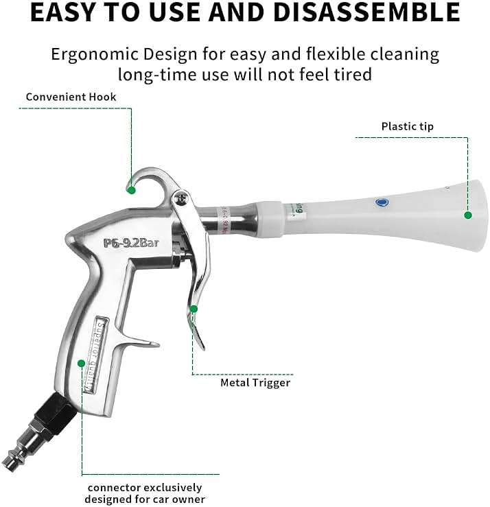 GOCCIDA Tornado Dry Cleaning Gun with Brass Adjustable Air Flow Nozzle,Air Blower Gun Quickly Blasts Dirt and Dust from Surface Works with Air Compressor - Image 5