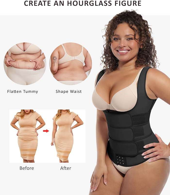 FeelinGirl Waist Trainer for Women Latex Waist Trainers Vest Plus Size Waist Cincher Corset 3 Belts Hooks Steel Bones - Image 4