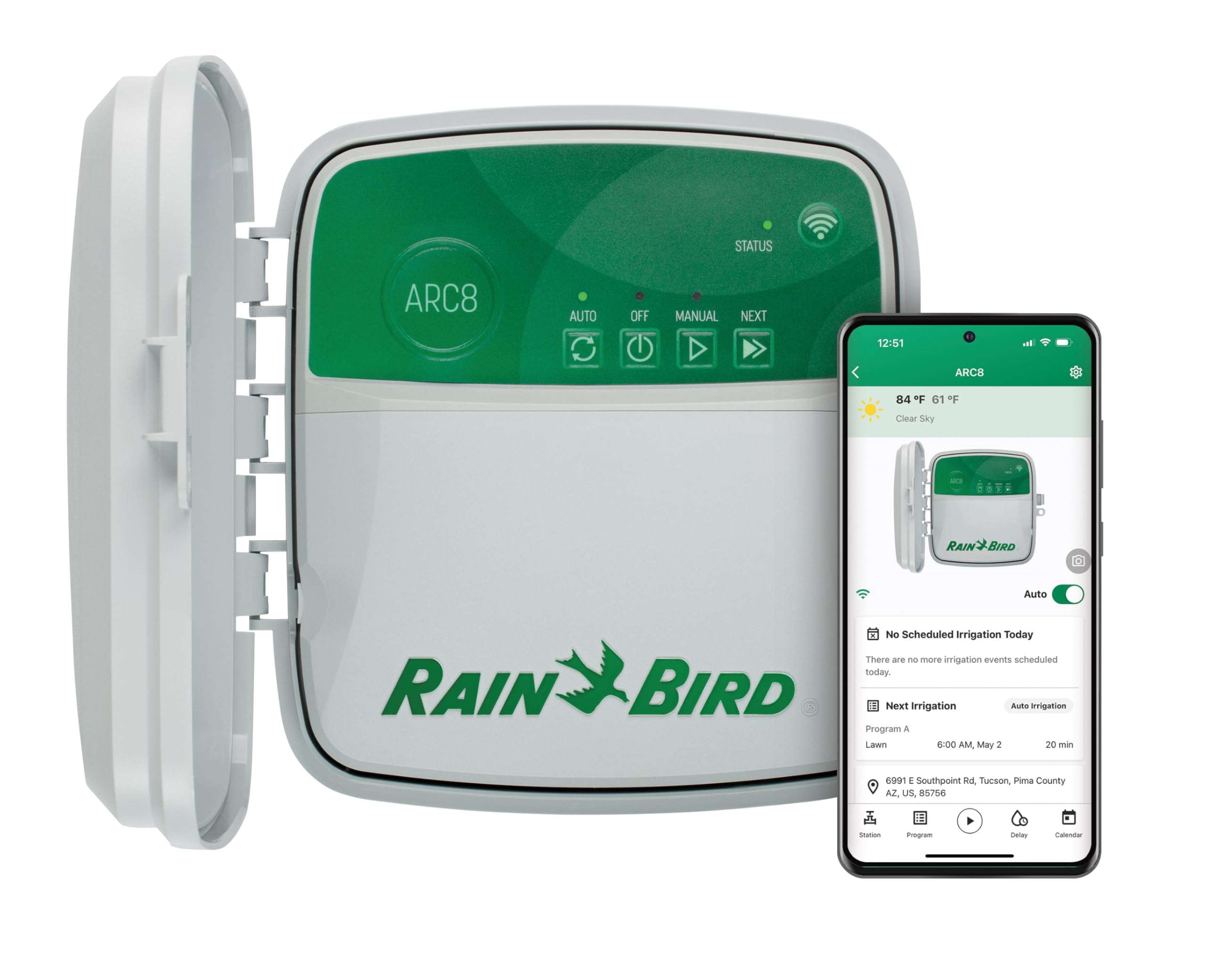 Rain Bird ARC8 App-Based Indoor/Outdoor Smart WiFi Irrigation Sprinkler Timer/Controller, 8-Zone/Station, EPA WaterSense Certified, Compatible with Alexa, Indoor/Outdoor 8-Station - Image 1
