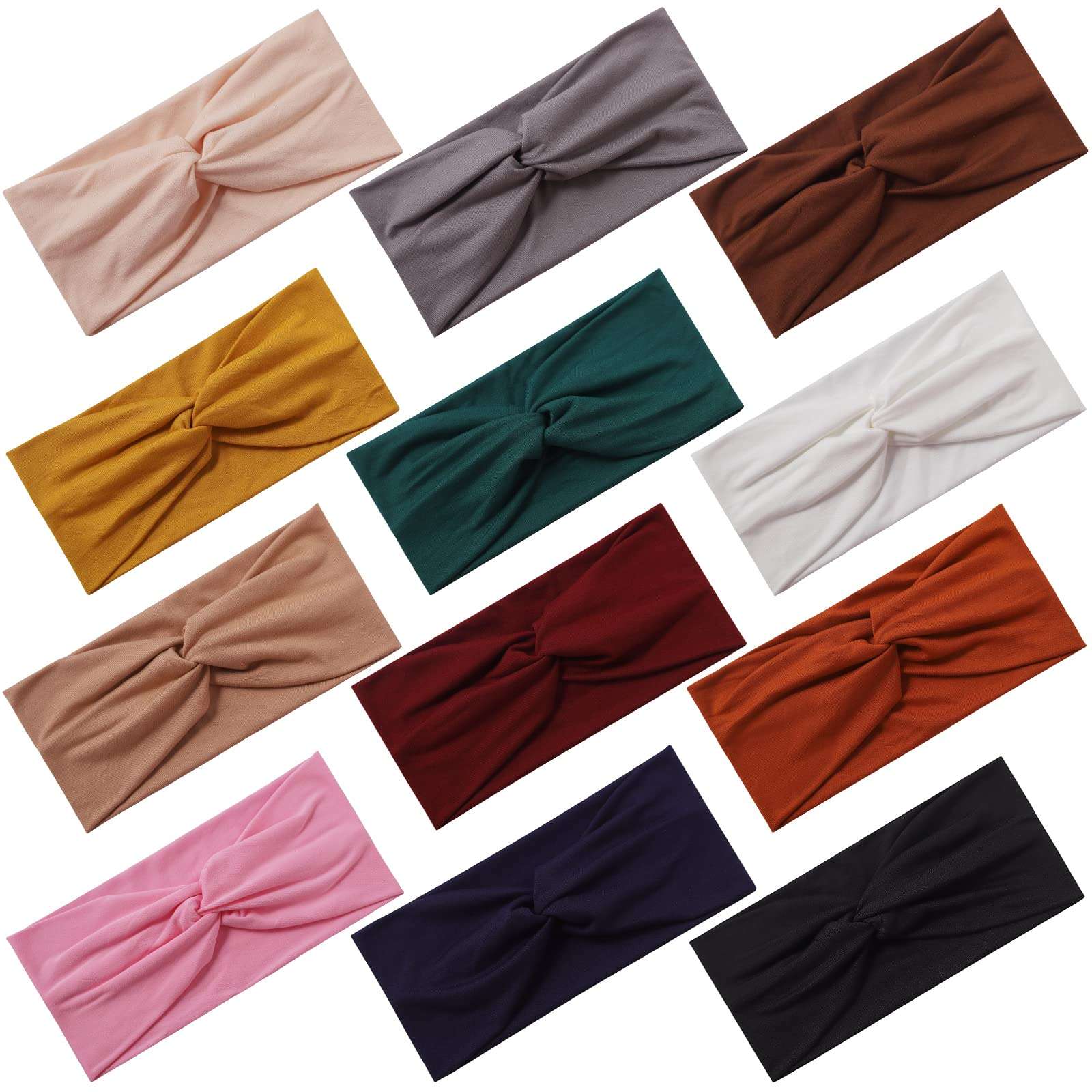 Panleding 12 Pcs Stretchy Headbands for Women, Absorbed Sport Headband Soft Twist Knotted Headbands for Daily Life Yoga Workout - Image 1