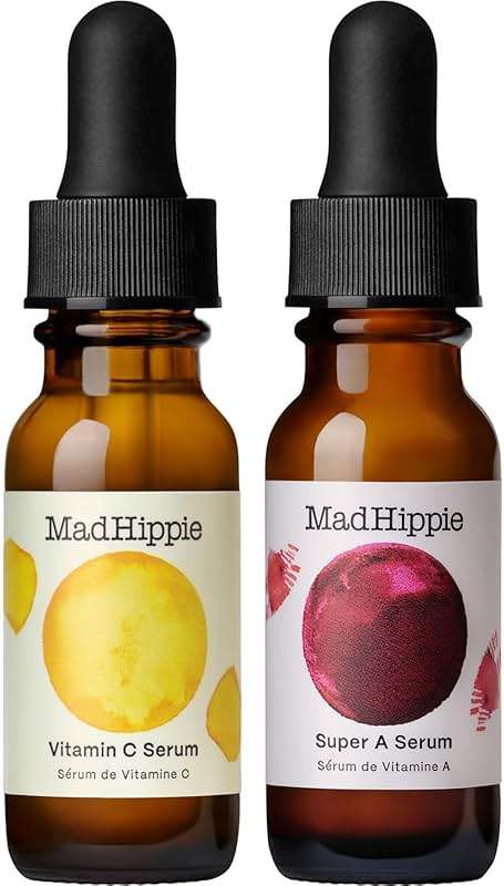 Mad Hippie Travel Face Serum Set – Skin-Brightening Vitamin C + Firming Super A Retinol, Day & Night Dual Pack, 0.5 Oz Ea - Image 1