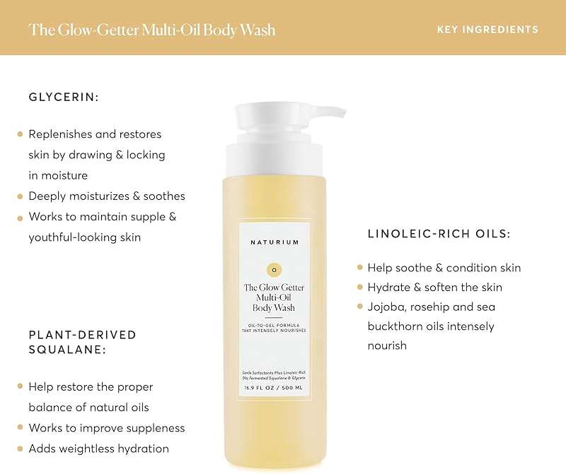 Naturium The Glow Getter Multi-Oil Hydrating Body Wash, Gentle Cleanser, 16.9 oz - Image 3