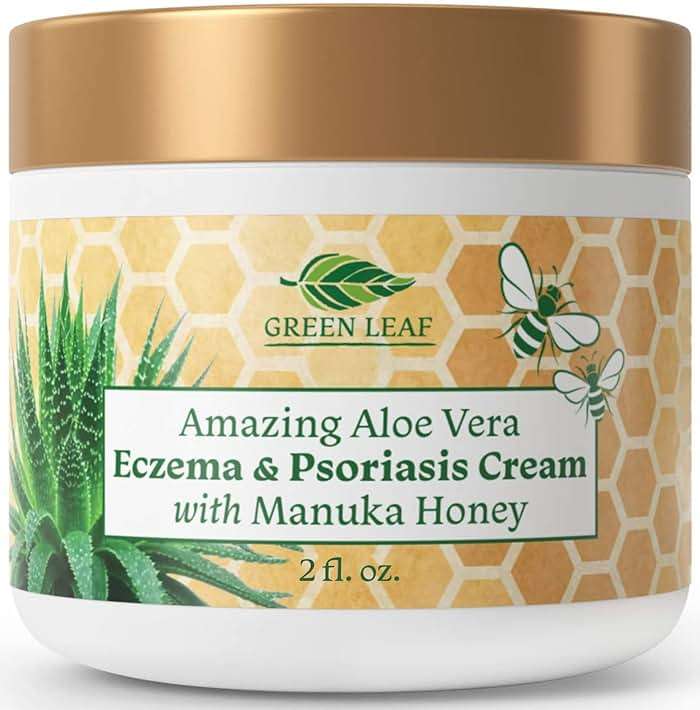 Manuka Honey Eczema Cream Moisturizing Lotion Treatment for Psoriasis Relief - Itchy, Dry Skin Rash Ointment - Soothing Moisturizer for Baby, Kids, Adults - High Strength Body & Face Cream 2oz - Image 1