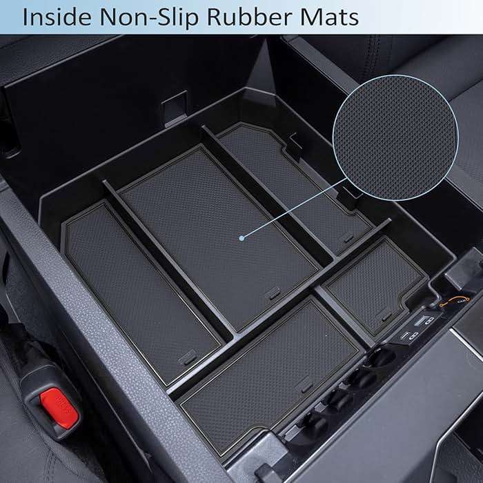 JDMCAR Center Console Organizer Compatible with 2022-2025 2026 Toyota Tundra Accessories and 2023-2026 toyota sequoia Armrest Secondary Storage Box ABS Material with Non-Slip Mats (Black Trim) - Image 5