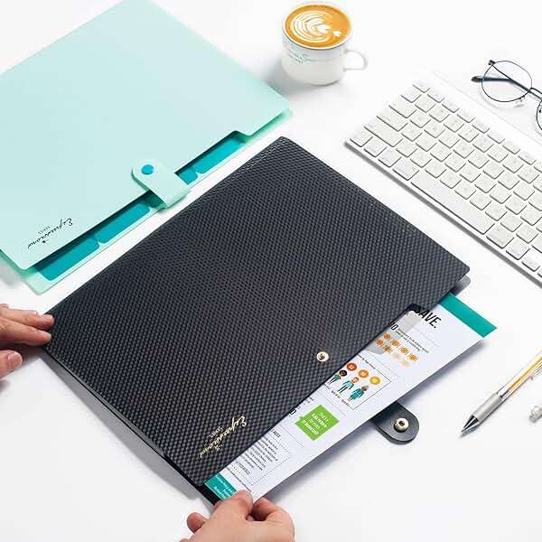 Sooez Accordion File Organizer, Letter Size Expanding File Folder with Labels, 5 Pocket Folders for Document, Portable Paper Bill Receipt Organizer for Home School Office Supplies, A4 Size, Black - Image 2