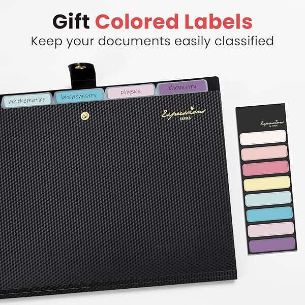 Sooez Accordion File Organizer, Letter Size Expanding File Folder with Labels, 5 Pocket Folders for Document, Portable Paper Bill Receipt Organizer for Home School Office Supplies, A4 Size, Black - Image 6
