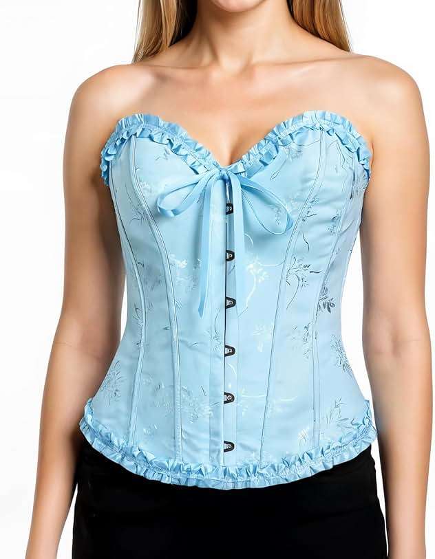 YUNAR Women's Halloween Victorian Floral Lace Bustier Overbust Corset tops for women Plus Size - Image 7
