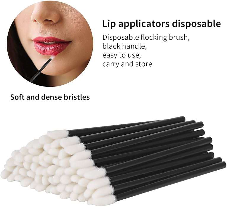500PCS Lip Wands Applicators Disposable - Vaincre Lip Brush, Lipstick Lint Free Brush Makeup Gloss Wands, Makeup Applicator Beauty Tool Kits Black - Image 3