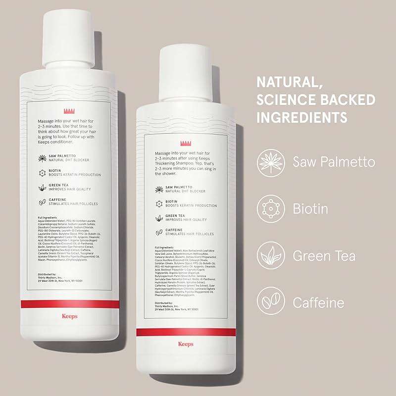 Keeps Thickening Shampoo & Conditioner for Men - Anti-Thinning Hair Care Duo with Biotin, Caffeine & Saw Palmetto - Color-Safe Men's Volumizing Shampoo & Conditioner - DHT-Blocker - 8 Oz Each - Image 2