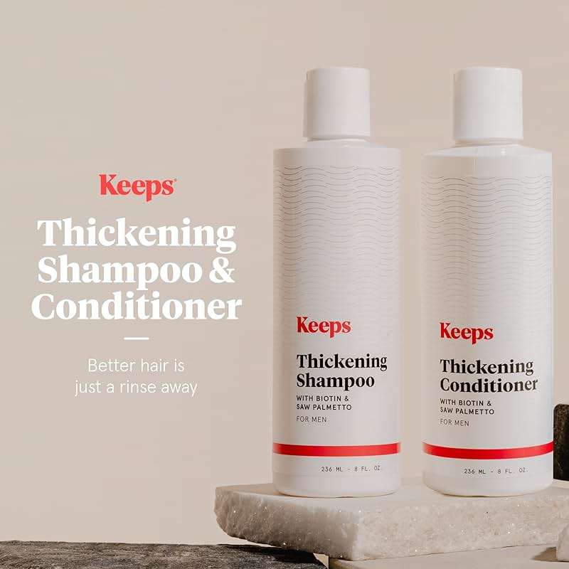 Keeps Thickening Shampoo & Conditioner for Men - Anti-Thinning Hair Care Duo with Biotin, Caffeine & Saw Palmetto - Color-Safe Men's Volumizing Shampoo & Conditioner - DHT-Blocker - 8 Oz Each - Image 3