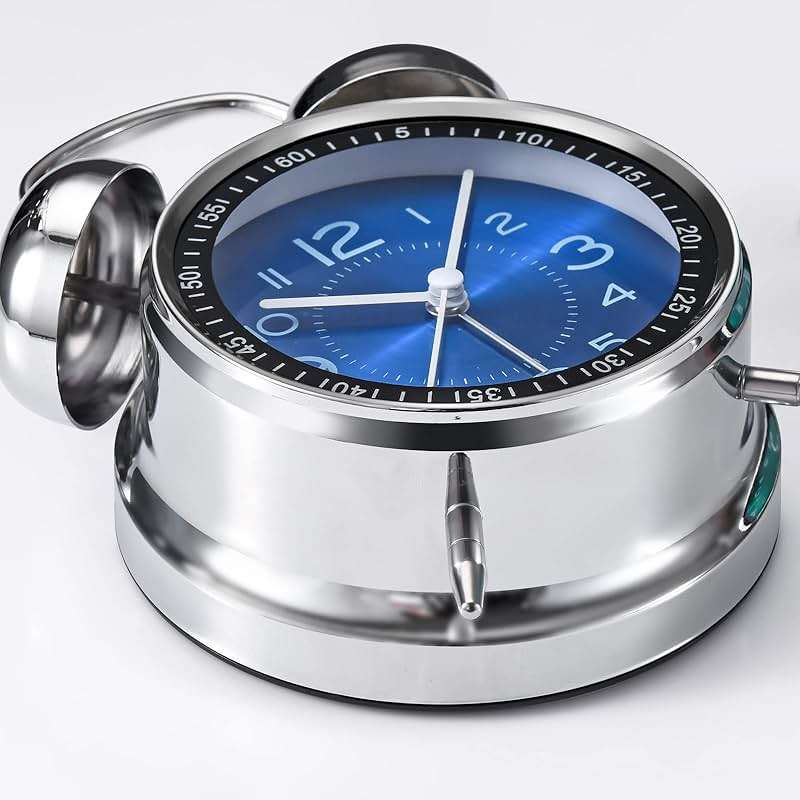 Cadmos Loud Alarm Clock for Heavy Sleepers Adults,Retro 4 Inch Silent Non-Ticking Quartz with Backlight,Twin Bell Analog Kids Alarm Clocks for Bedrooms Bedside (Blue) - Image 6