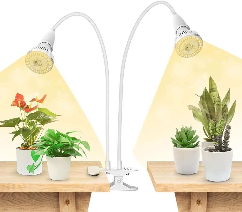 SANSI LED Grow Lights for Indoor Plants, 300W Full Spectrum Clip-on Gooseneck Grow Light with Ceramic Tech.,20W Plant Light for Indoor Growing High PPFD, Lifetime Free Bulb Replacement White, No Timer - Image 1