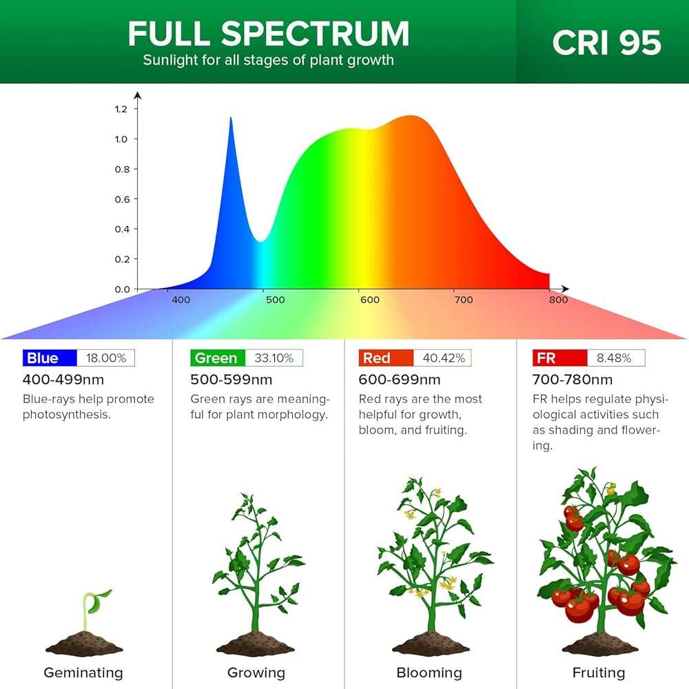 SANSI LED Grow Lights for Indoor Plants, 300W Full Spectrum Clip-on Gooseneck Grow Light with Ceramic Tech.,20W Plant Light for Indoor Growing High PPFD, Lifetime Free Bulb Replacement White, No Timer - Image 5