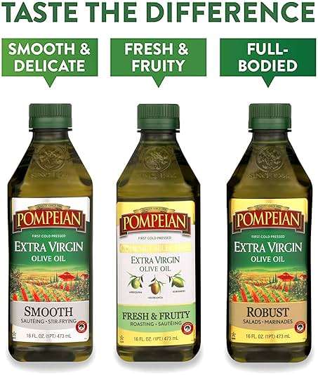 Pompeian Extra Virgin Olive Oil Variety Pack - Smooth EVOO, Gourmet Selection EVOO, Robust EVOO, Contains Polyphenols, First Cold Pressed, 16 Fl Oz, Pack of 3 - Image 4