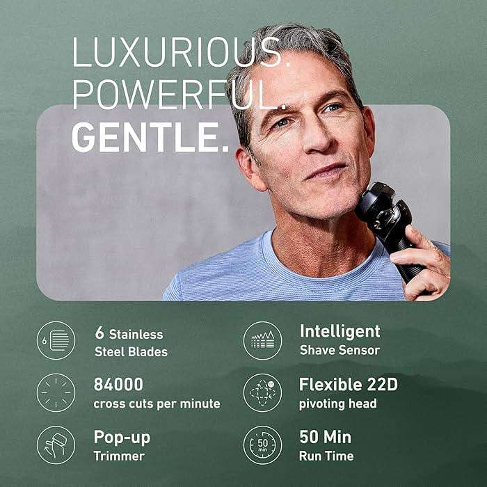 Panasonic ARC6 Electric Razor for Men Face, Wet & Dry Foil Shavers for Men, Pop-Up Trimmer, Ultra-Fast 6-Blade, Smart Shave Sensor, 22D Flexible Pivoting Head - ES-LS8A-K (Black) - Image 3