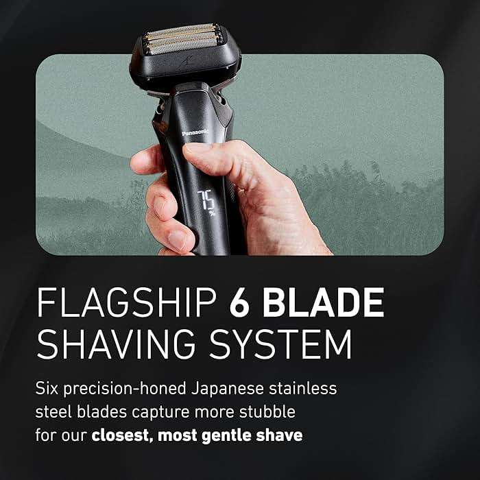 Panasonic ARC6 Electric Razor for Men Face, Wet & Dry Foil Shavers for Men, Pop-Up Trimmer, Ultra-Fast 6-Blade, Smart Shave Sensor, 22D Flexible Pivoting Head - ES-LS8A-K (Black) - Image 5