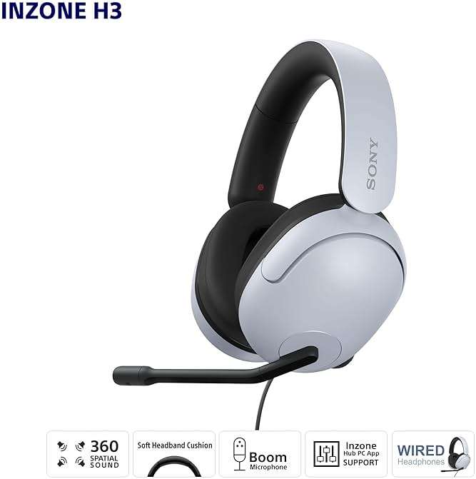 Sony INZONE H3 Wired Gaming Headphones With Mic, PS5 Headphones, Over-Ear, Personalized 360 Spatial Sound, Discord Certified MDR-G300 (White) - Image 15