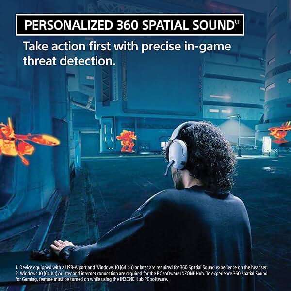 Sony INZONE H3 Wired Gaming Headphones With Mic, PS5 Headphones, Over-Ear, Personalized 360 Spatial Sound, Discord Certified MDR-G300 (White) - Image 3