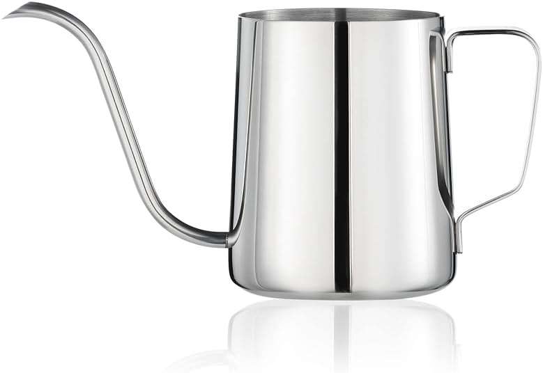 PARACITY Pour Over Kettle, Gooseneck Spout Coffee Tea Pot,12OZ Hanging Ear Hand Blunt Long Narrow Drip Cup Gooseneck Kettle, Camping Coffee Pot for Travel Outdoor(Stainless Steel) - Image 1
