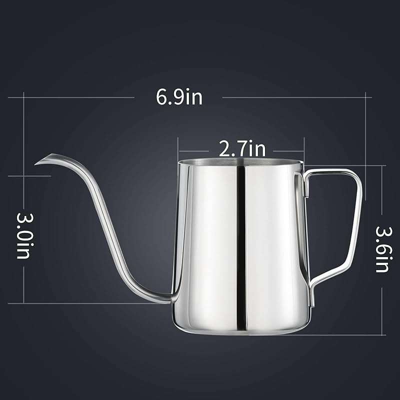 PARACITY Pour Over Kettle, Gooseneck Spout Coffee Tea Pot,12OZ Hanging Ear Hand Blunt Long Narrow Drip Cup Gooseneck Kettle, Camping Coffee Pot for Travel Outdoor(Stainless Steel) - Image 3