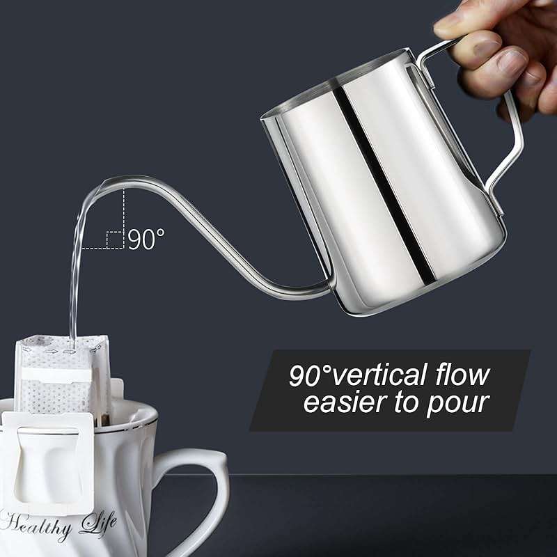 PARACITY Pour Over Kettle, Gooseneck Spout Coffee Tea Pot,12OZ Hanging Ear Hand Blunt Long Narrow Drip Cup Gooseneck Kettle, Camping Coffee Pot for Travel Outdoor(Stainless Steel) - Image 5